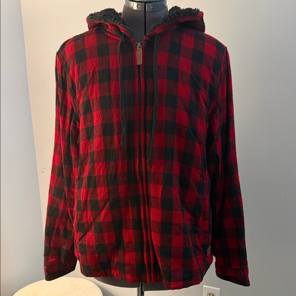 L.L. Bean Red and Black Plaid Utility Jacket